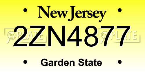 2ZN4877 New Jersey License Plate