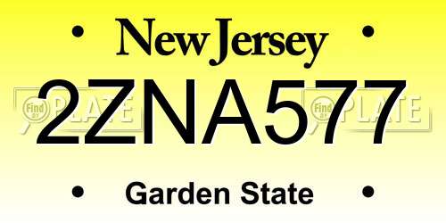 2ZNA577 New Jersey License Plate