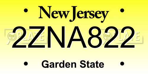 2ZNA822 New Jersey License Plate