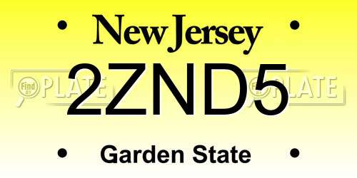 2ZND5 New Jersey License Plate
