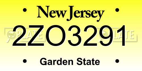 2ZO3291 New Jersey License Plate