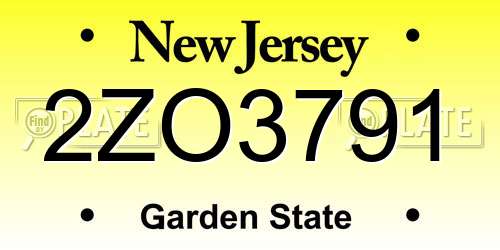 2ZO3791 New Jersey License Plate