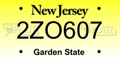 2ZO607 New Jersey License Plate