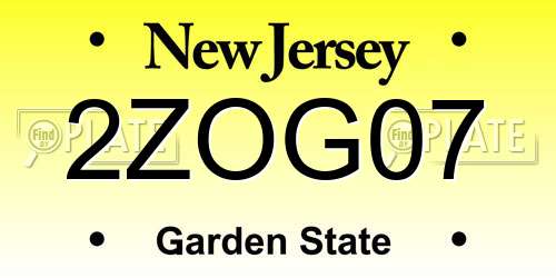 2ZOG07 New Jersey License Plate