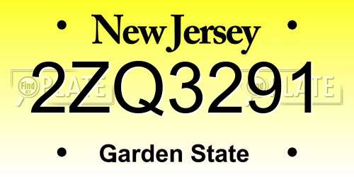 2ZQ3291 New Jersey License Plate