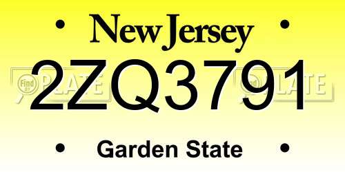 2ZQ3791 New Jersey License Plate