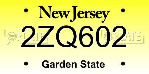 2ZQ602 New Jersey License Plate