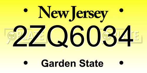 2ZQ6034 New Jersey License Plate