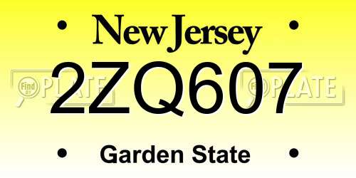 2ZQ607 New Jersey License Plate