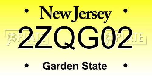 2ZQG02 New Jersey License Plate