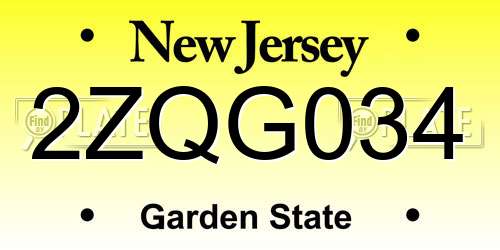 2ZQG034 New Jersey License Plate