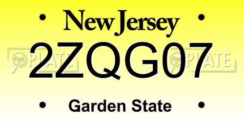 2ZQG07 New Jersey License Plate