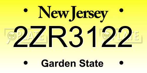 2ZR3122 New Jersey License Plate