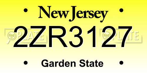 2ZR3127 New Jersey License Plate