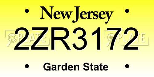 2ZR3172 New Jersey License Plate