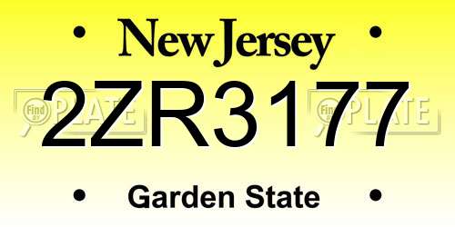 2ZR3177 New Jersey License Plate