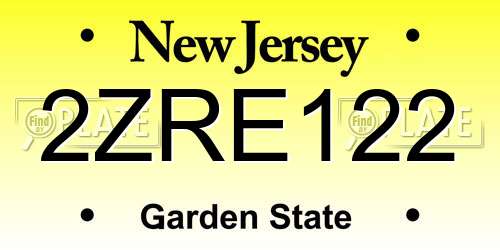 2ZRE122 New Jersey License Plate