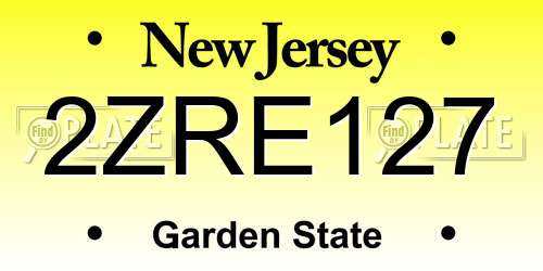 2ZRE127 New Jersey License Plate