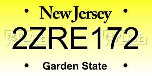 2ZRE172 New Jersey License Plate