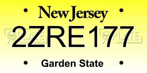 2ZRE177 New Jersey License Plate