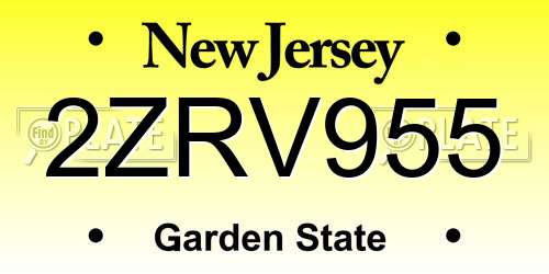2ZRV955 New Jersey License Plate