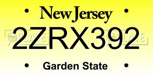 2ZRX392 New Jersey License Plate