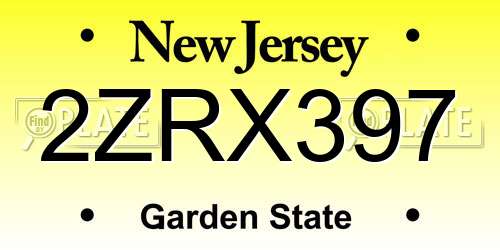 2ZRX397 New Jersey License Plate