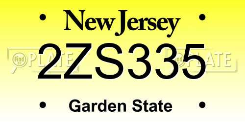 2ZS335 New Jersey License Plate