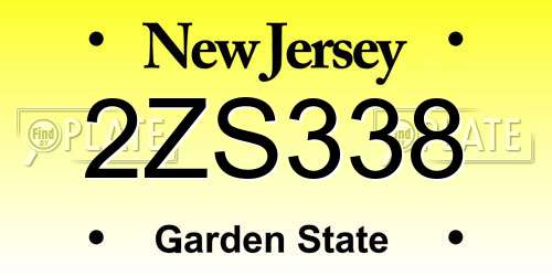 2ZS338 New Jersey License Plate