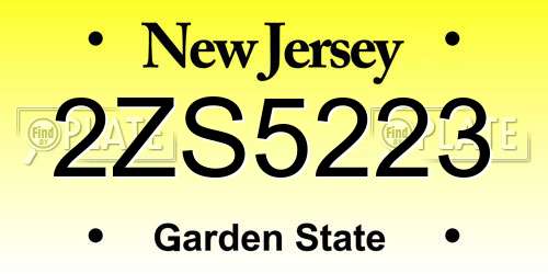 2ZS5223 New Jersey License Plate