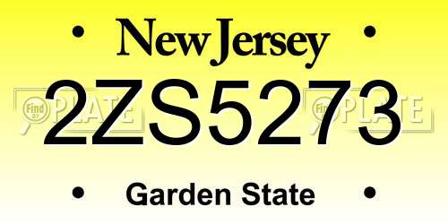 2ZS5273 New Jersey License Plate