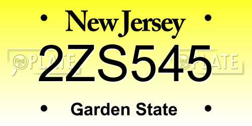 2ZS545 New Jersey License Plate