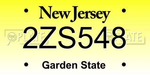 2ZS548 New Jersey License Plate