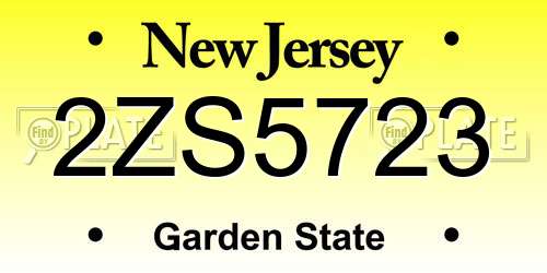 2ZS5723 New Jersey License Plate