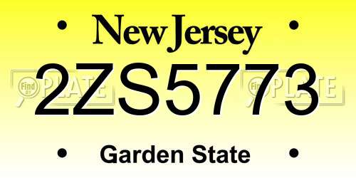 2ZS5773 New Jersey License Plate