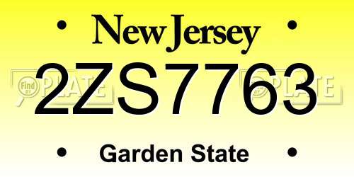2ZS7763 New Jersey License Plate