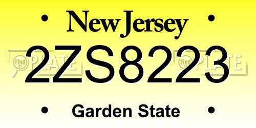 2ZS8223 New Jersey License Plate
