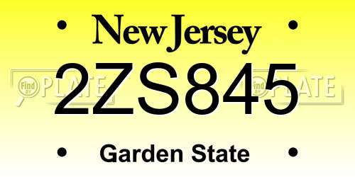 2ZS845 New Jersey License Plate