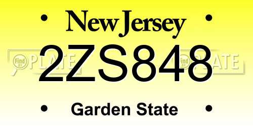 2ZS848 New Jersey License Plate