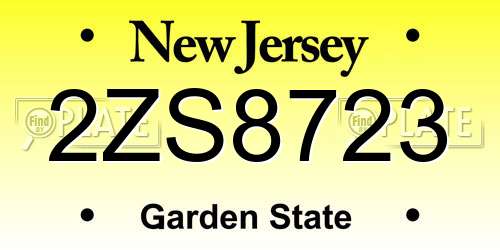 2ZS8723 New Jersey License Plate