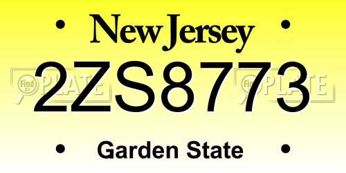 2ZS8773 New Jersey License Plate