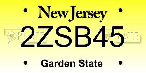 2ZSB45 New Jersey License Plate