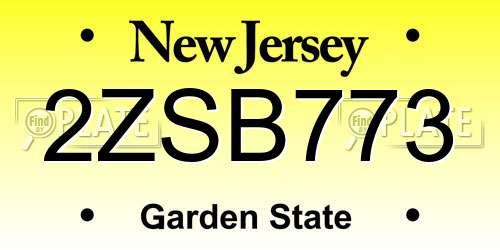 2ZSB773 New Jersey License Plate