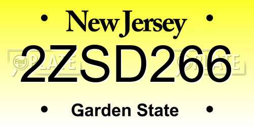 2ZSD266 New Jersey License Plate