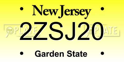 2ZSJ20 New Jersey License Plate