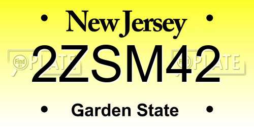 2ZSM42 New Jersey License Plate