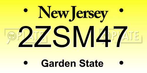 2ZSM47 New Jersey License Plate