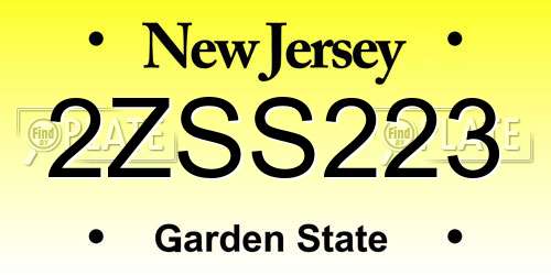 2ZSS223 New Jersey License Plate
