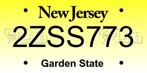 2ZSS773 New Jersey License Plate