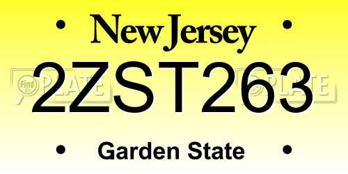 2ZST263 New Jersey License Plate